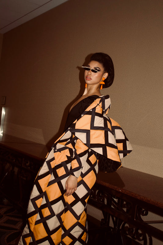 Bold Geometric Quilted Coat- Limited Edition Fashion