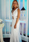 White V- Neck Sleeveless Maxi Dress- Elegant Formal Style