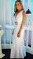 White V- Neck Sleeveless Maxi Dress- Elegant Formal Style
