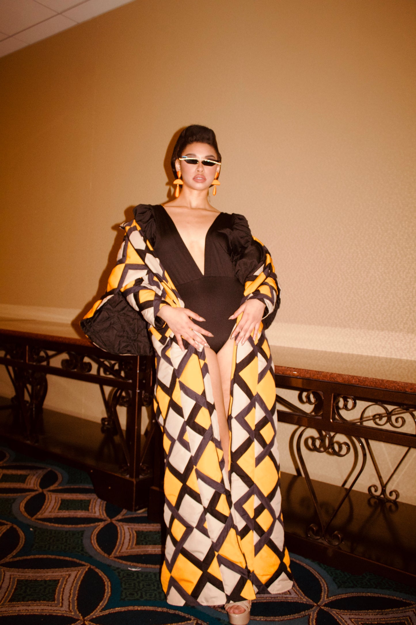 Bold Geometric Quilted Coat- Limited Edition Fashion