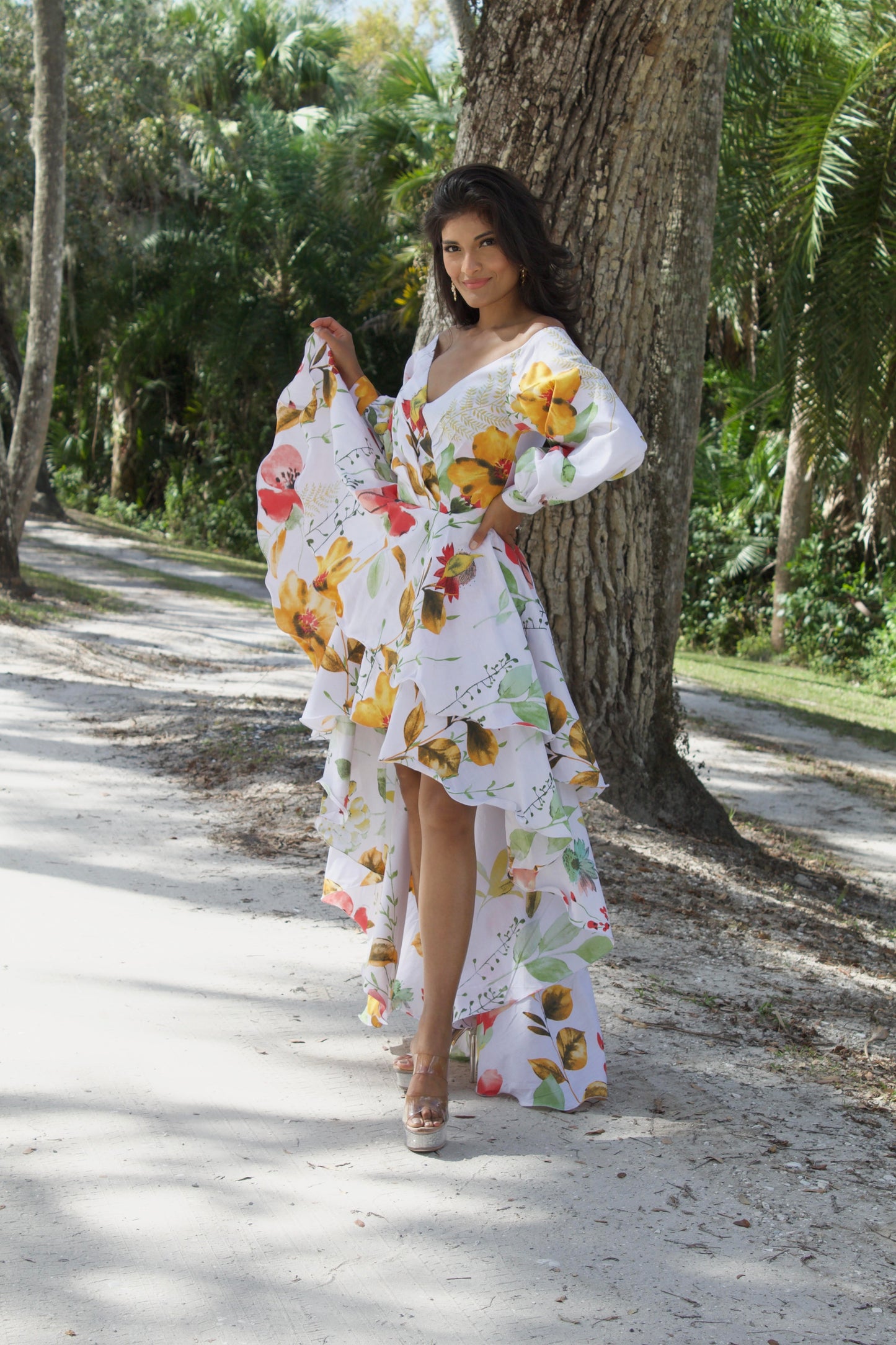 Floral Off-shoulder Ruffle Dress